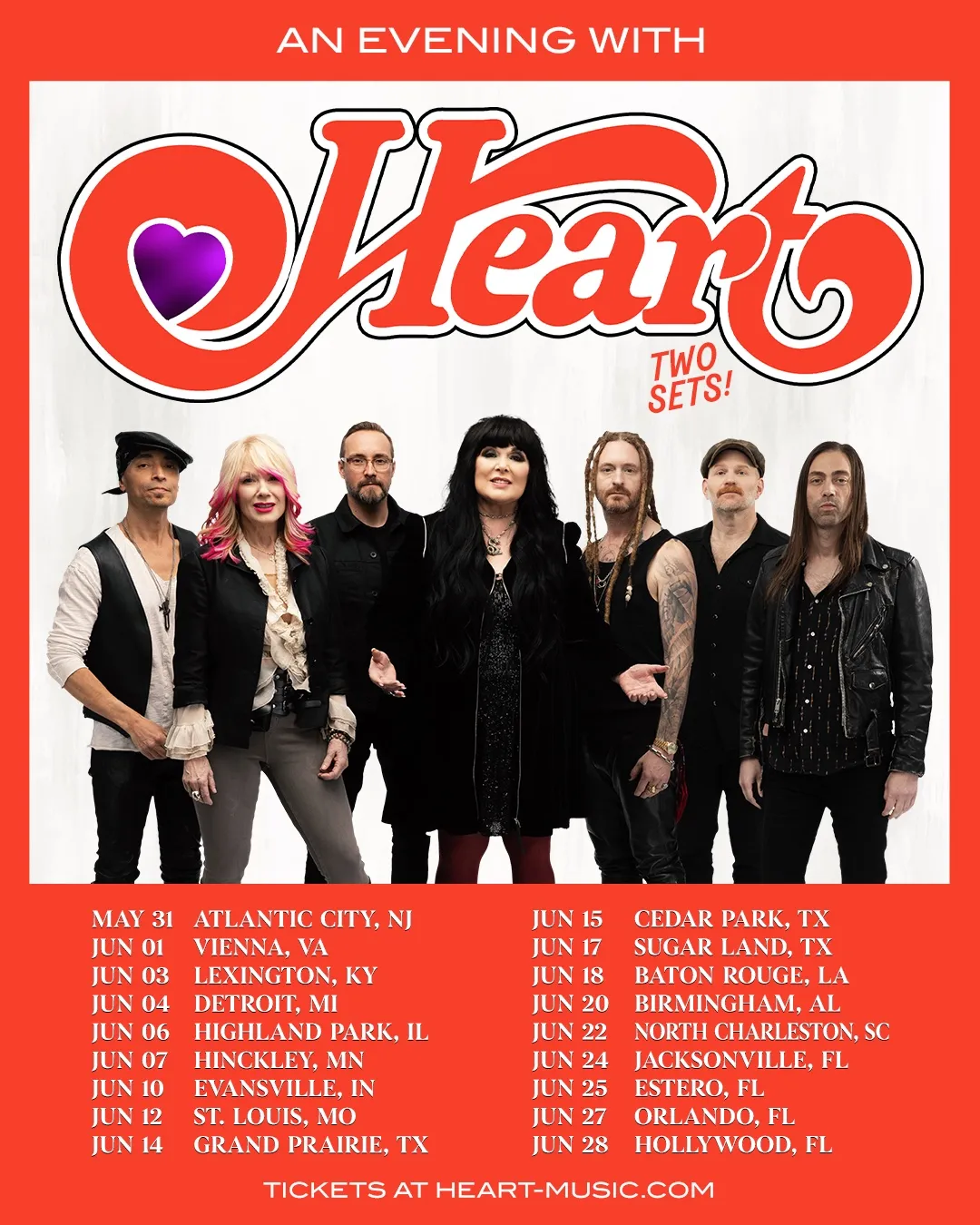 Heart 2026 & 2027 concert poster